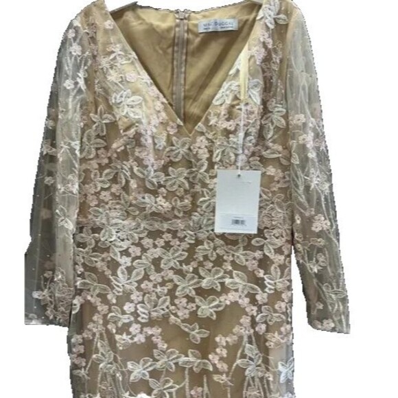 Mac Duggal FLORAL EMBROIDERED V NECK LONG SLEEVE TRUMPET GOWN 70239 16 NEW - Picture 2 of 11